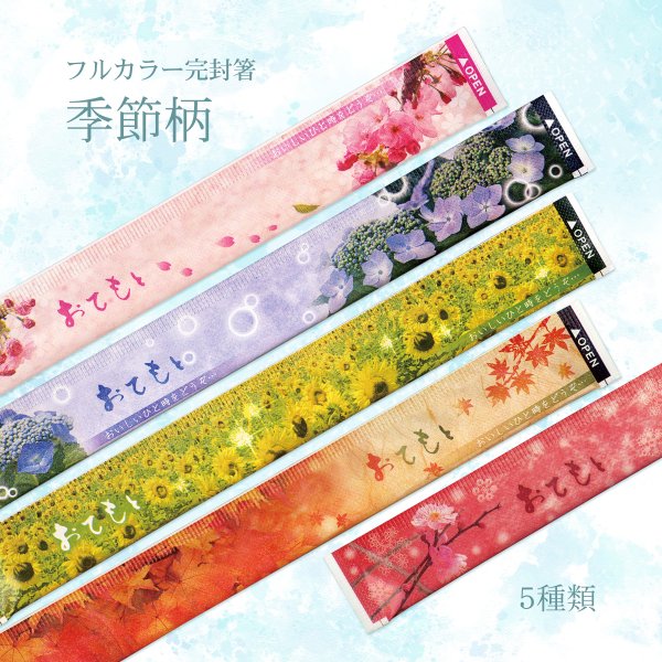 九州紙工 フルカラー完封箸さくら ひまわり あじさい もみじ うめ 100膳入 割り箸 アスペン元禄 8寸 爪楊枝入  個包装 使い捨て テイクアウト お弁当 おもてなし