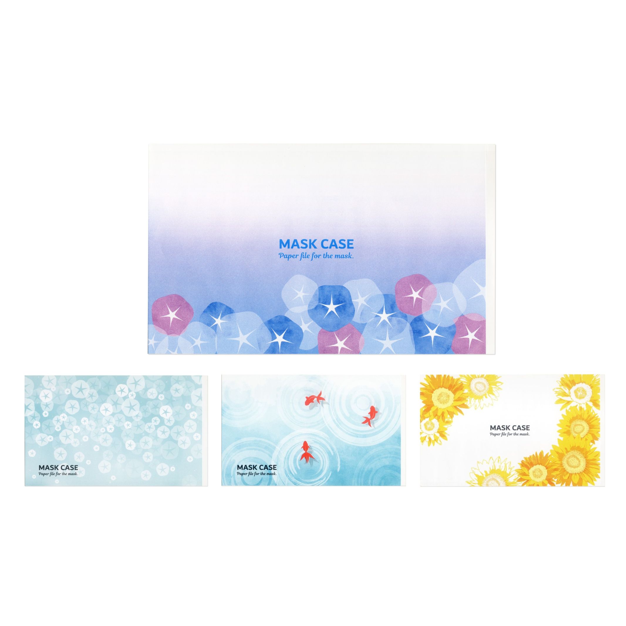 九州紙工 マスクケース夏  あかつき あさがお 金魚 ひまわり 200枚入り 携帯用 使い捨て 紙製 飲食店 カフェ 歯医者 おしゃれ 日本製 一時保管