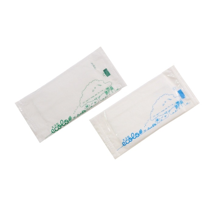 九州紙工　使い捨ておしぼり 平型 ミニサイズ 無地 業務用 省スペース 飲食店 カフェ レストラン お弁当  グリーン ブルー 200本