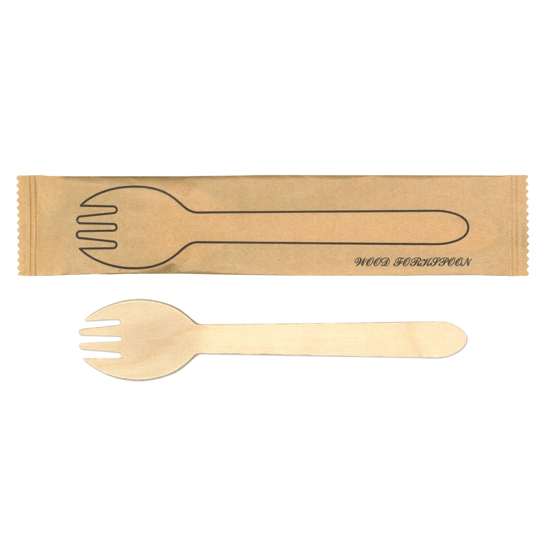 九州紙工 ウッドカトラリー 完封 ウッドスプーンフォーク 紙包装 100本入り 木製スプーンフォーク 個包装 使い捨て エコ カフェ アウトドア おもてなし