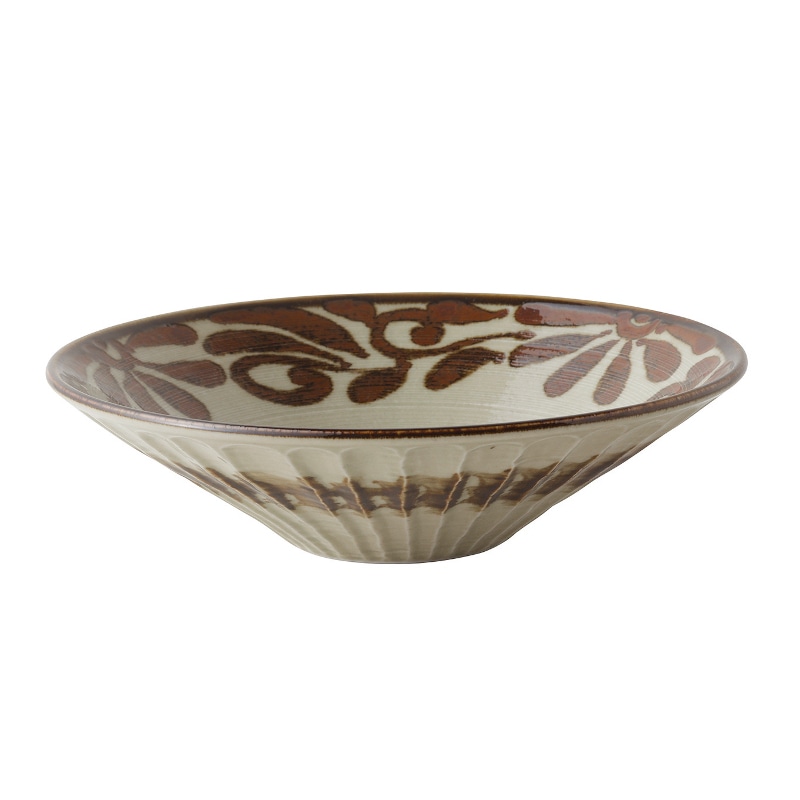 琉球サビ唐草　しのぎ浅鉢　大