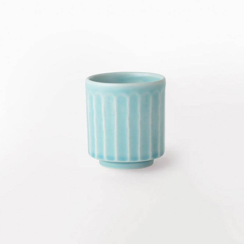 トルコ青磁　しのぎ湯呑