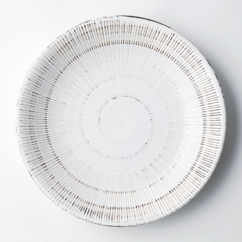 錆粉引　千段尺皿