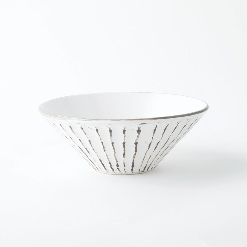 錆粉引　しのぎ深鉢　大