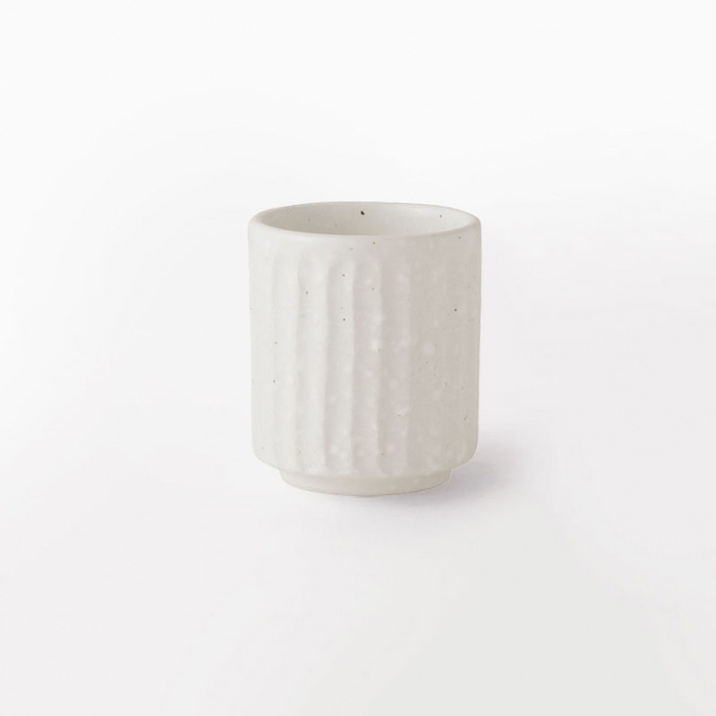 白玉粉引　しのぎ湯呑