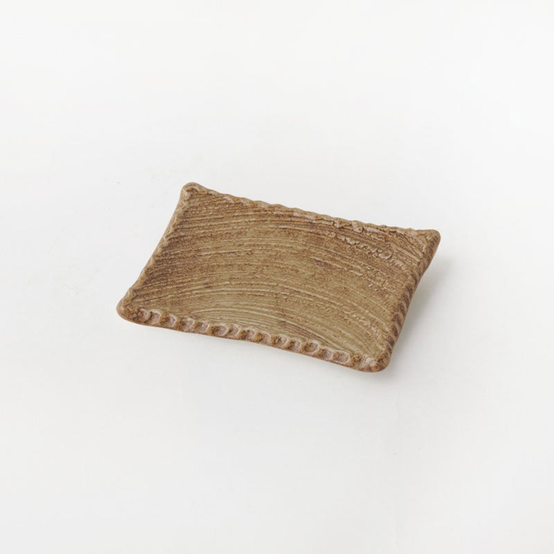 わび朽葉　枯山水　角皿17.5cm