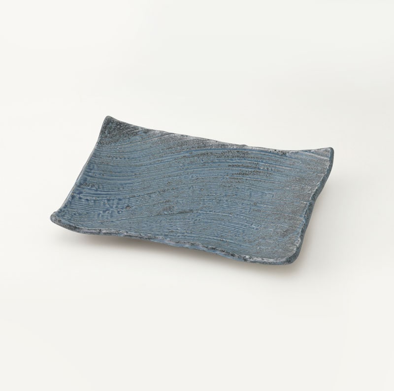 わび紺ねず　枯山水　角皿26cm