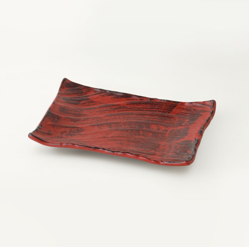 根来　枯山水　角皿26cm