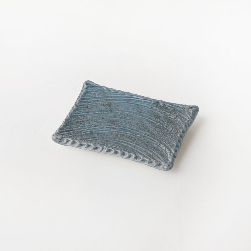 わび紺ねず　枯山水　角皿17.5cm