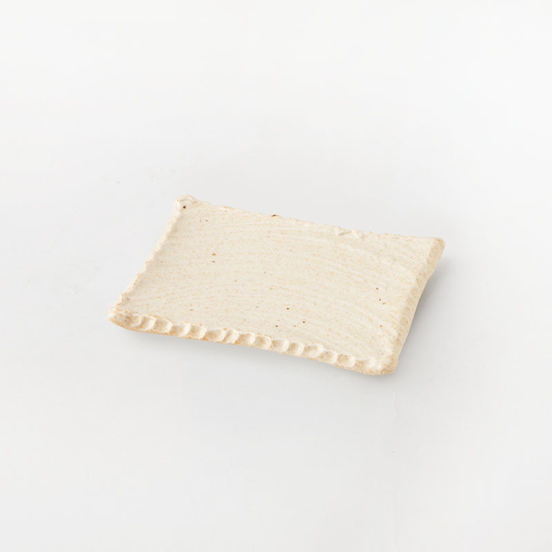 窯変志野　枯山水　角皿17.5cm