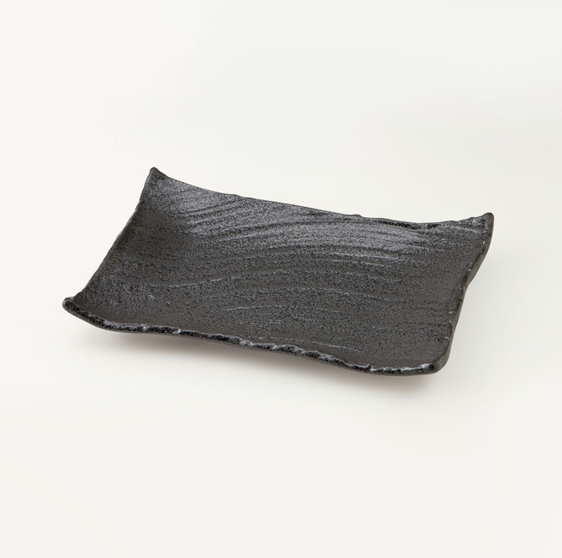 黒御影　枯山水　角皿26cm