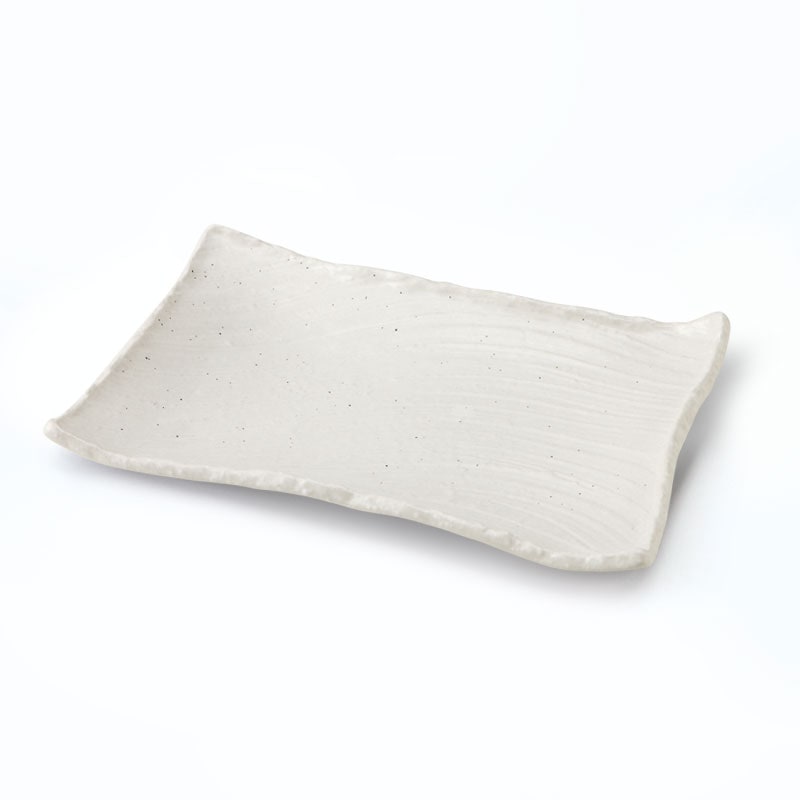 白玉粉引　枯山水　角皿中31cm