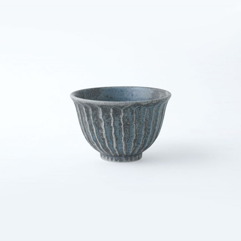 わび紺ねず　しのぎ飯碗