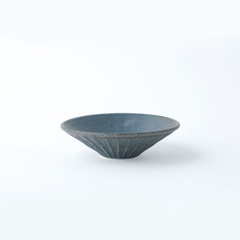 わび紺ねず　しのぎ浅鉢　小