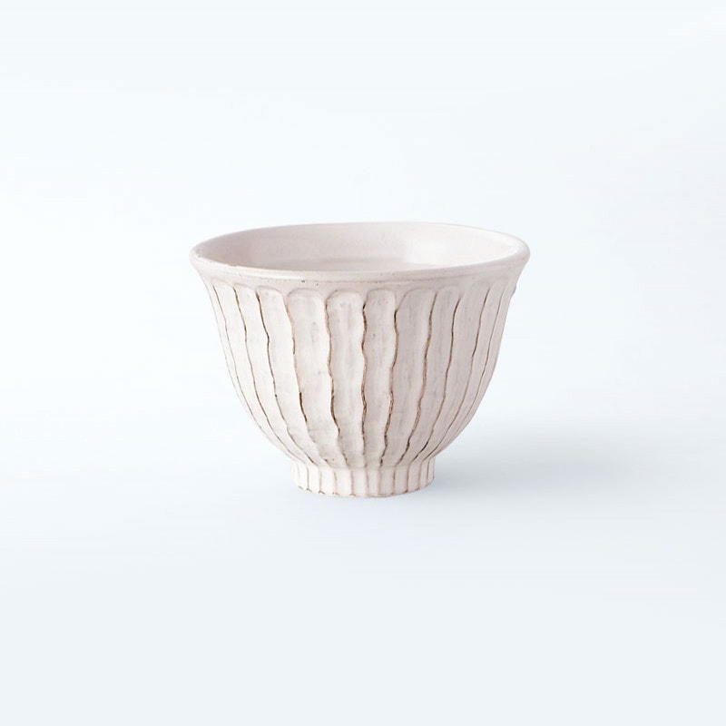 粉引　しのぎ小丼