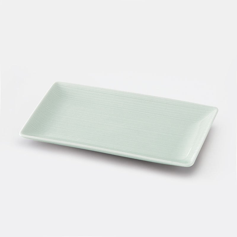 青磁　千段焼物皿