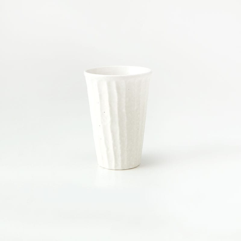 白玉粉引　しのぎカップ
