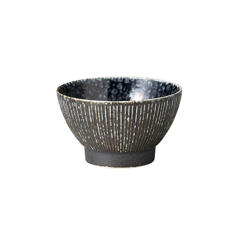 雨流 花紺　千段くらわんか4.0飯碗