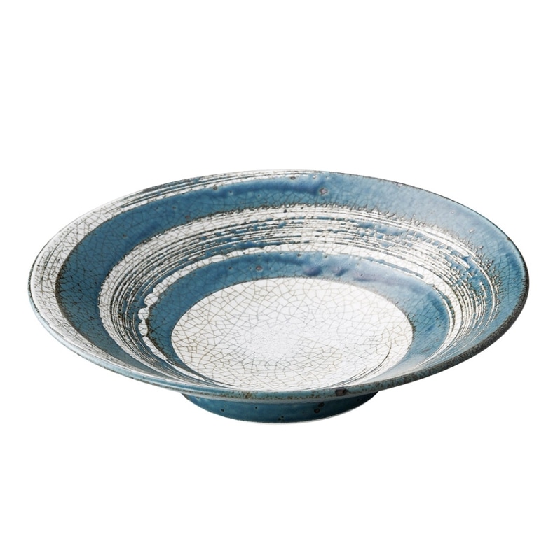 うず刷毛貫入 紺ねず 9.0めん鉢