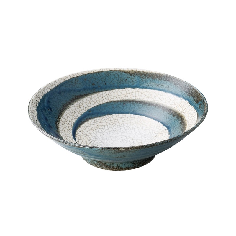 うず刷毛貫入 紺ねず 8.0めん鉢