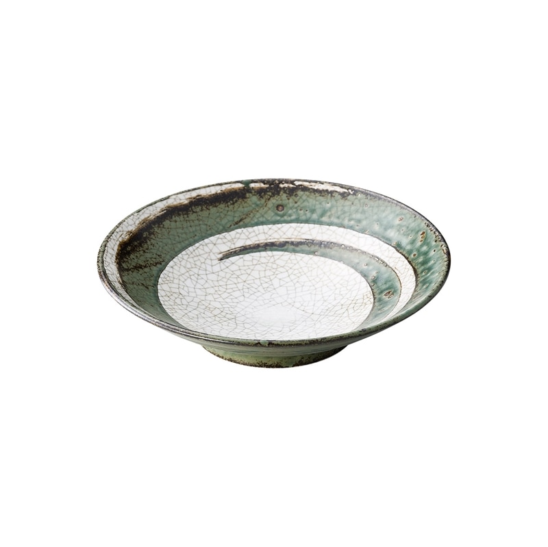 うず刷毛貫入 うぐいす 7.0めん鉢