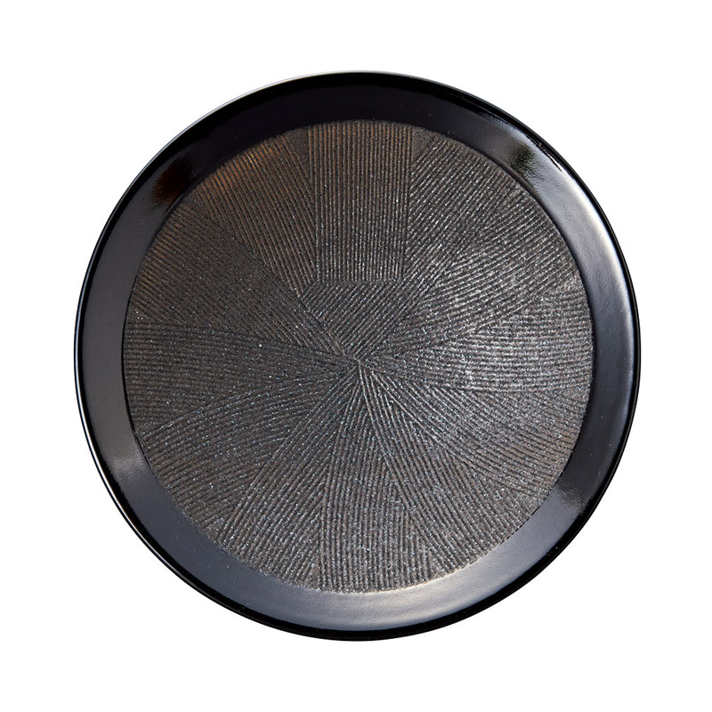 黒釉炭化黒　櫛目9.0めん鉢