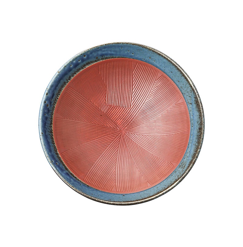 朱赤紺ねず　櫛目8.0めん鉢