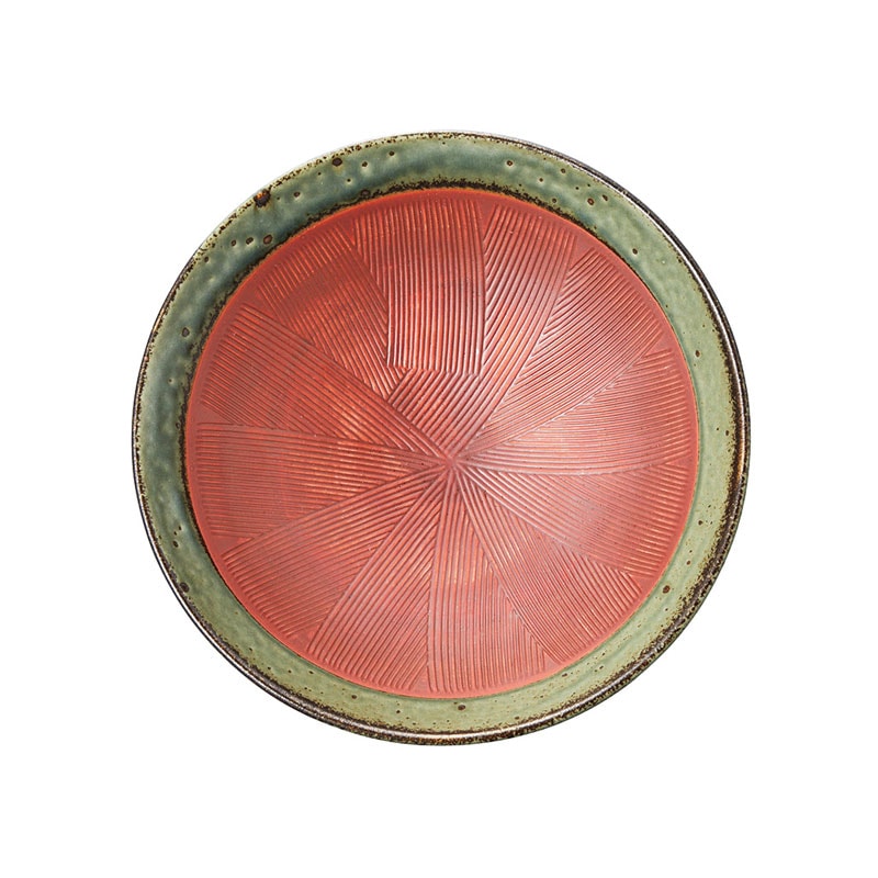 朱赤うぐいす 櫛目8.0めん鉢