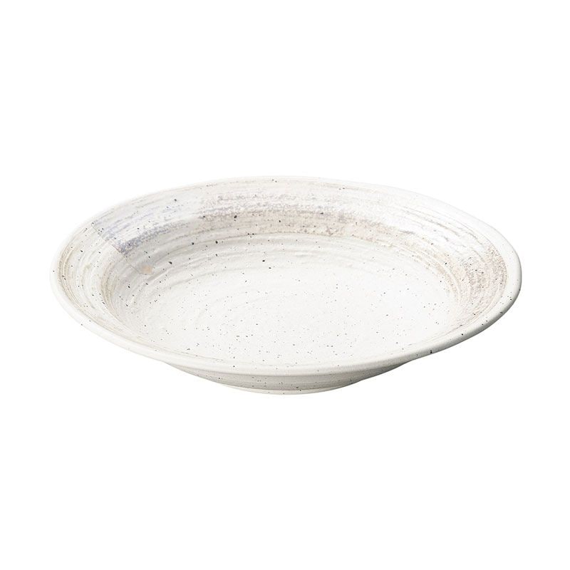 白御影白刷毛　8.0麺皿