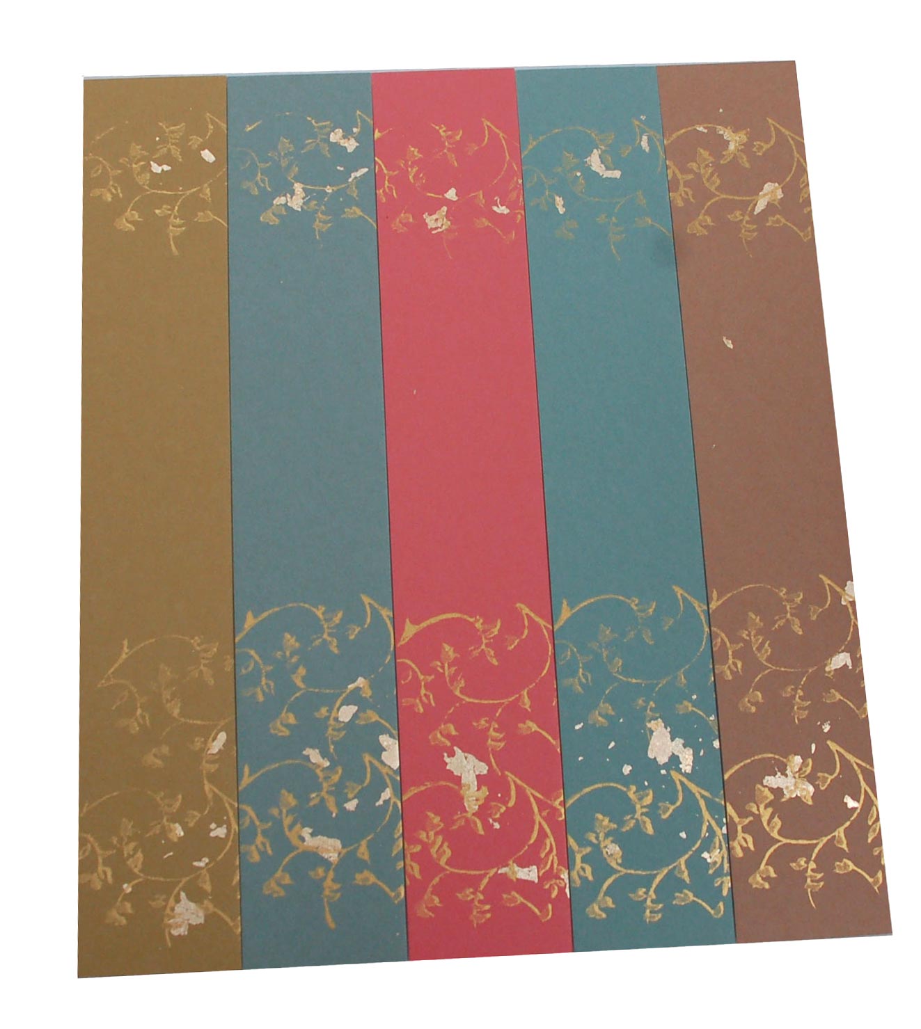 短冊 古代色 唐草判5色 （並幅） 6cm x 36cm 10枚｜書道用品の半紙や