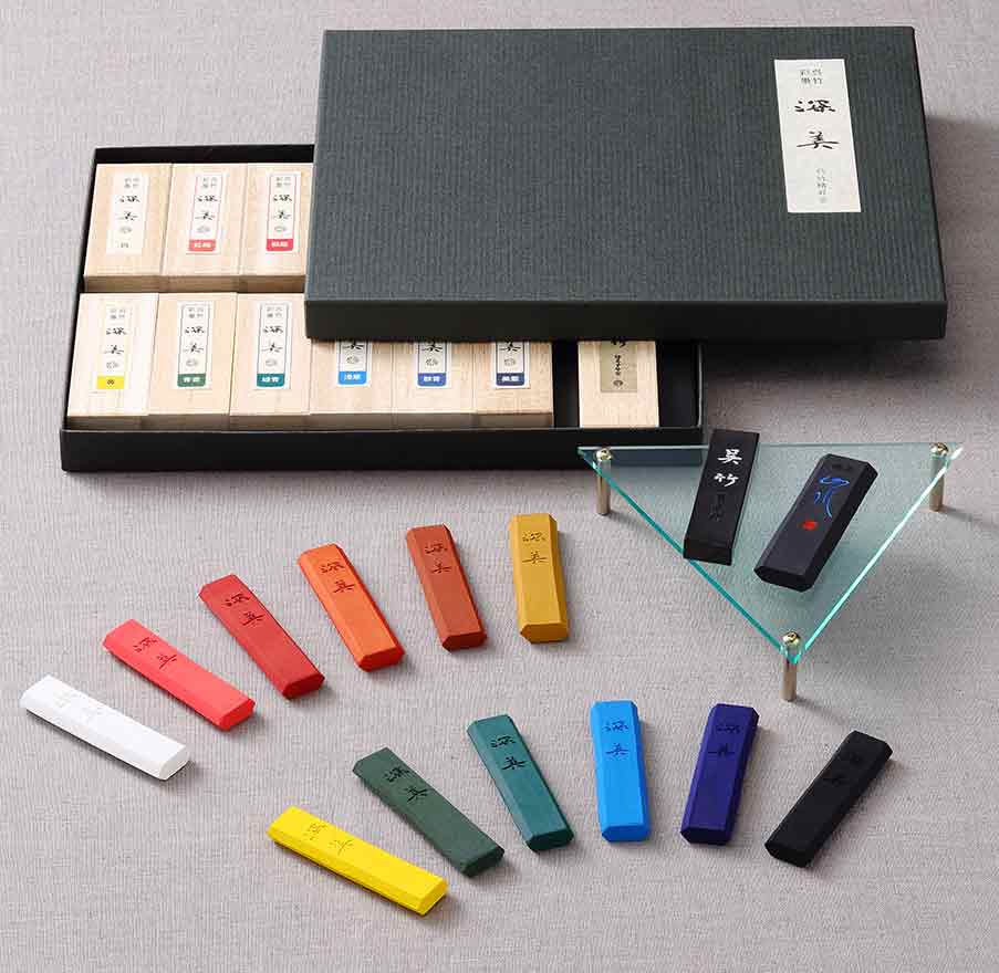彩墨 深美 14点セット (AK8/14V)｜書道用品の半紙や筆、墨などをお