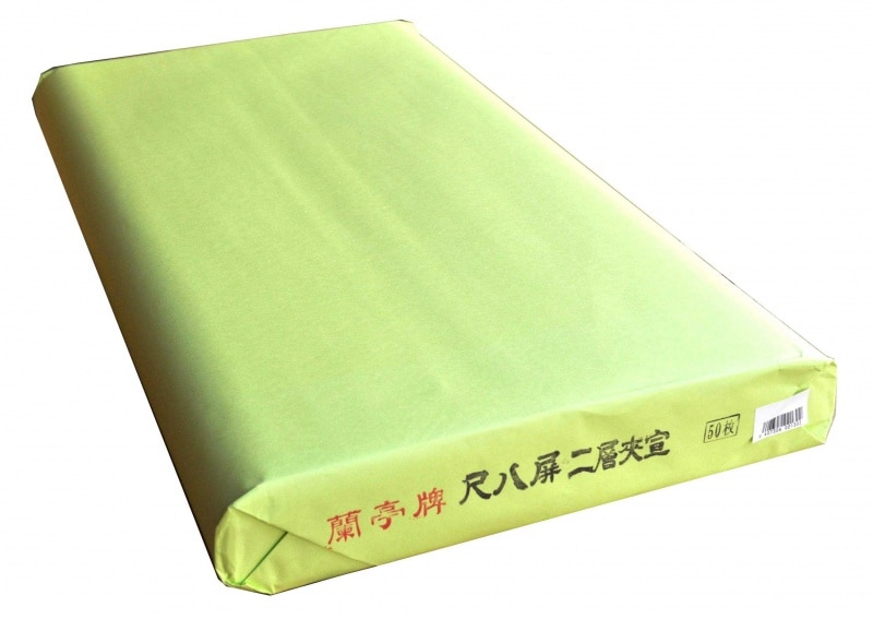 高級 書道用紙＿揀選玉版棉料尺八屏安徽省 県宣紙廠 残30枚正式証明書あり 蘭亭牌 尺八屏 棉料 二層夾宣 50枚 （53cm x 234cm） 仕上がり寸法(2