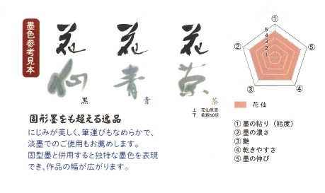 花仙 茶墨 100cc｜書道用品の半紙や筆、墨などをお探しならキョー和