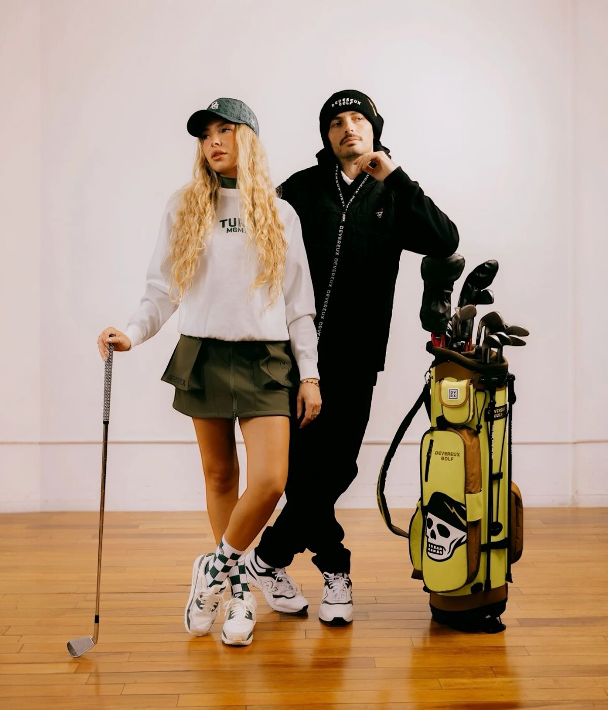 DEVEREUX GOLF / Skull Checker Caddie Bag / 763474857-BROWN