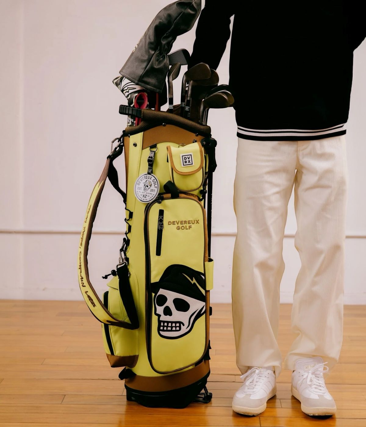 DEVEREUX GOLF / Skull Checker Caddie Bag / 763474857-BROWN