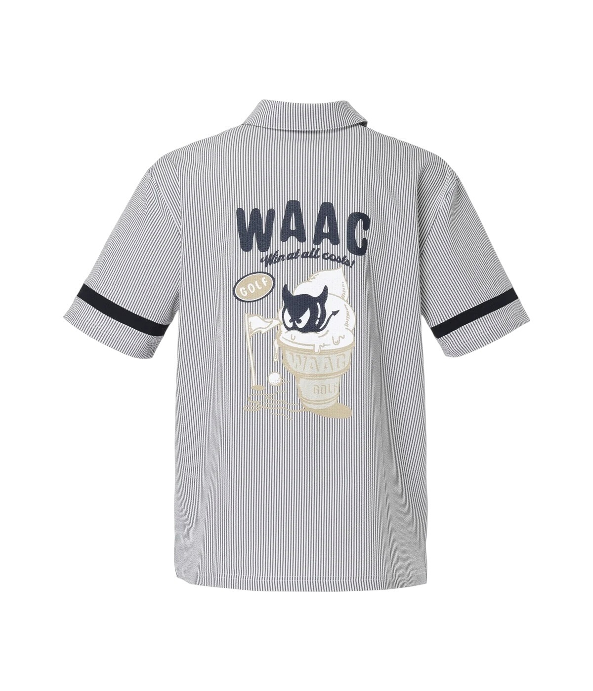 WAAC / 072262040 / シアサッカー ポロシャツ / MENS-ネイビー