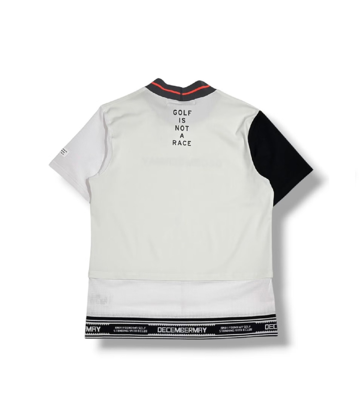 DECEMBERMAY / 1-605-0166/ Mesh-paneled mock neck-WHITE | BRAND