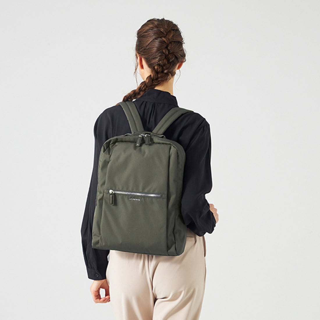 コーデュラ×リサイクルレザー　スクエアリュックサック