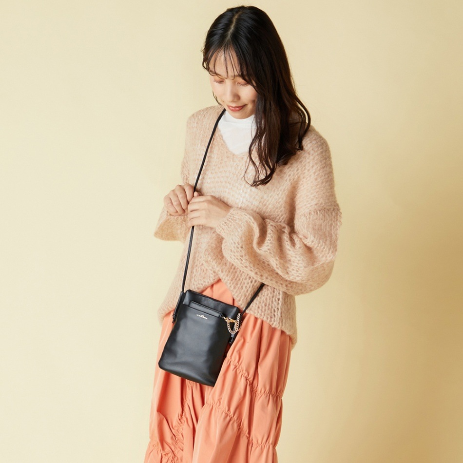 ミニ財布付き サイドノットショルダー （ブラック）