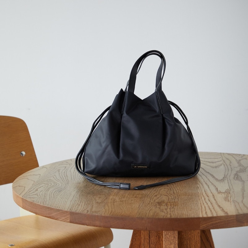 ドローストリング2WAYトート Sサイズ（ブラック×ブラック）