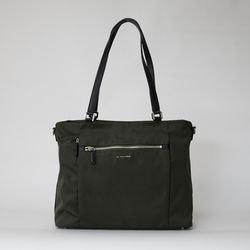 コーデュラ×リサイクルレザー スクエアトート (ダークグレー)