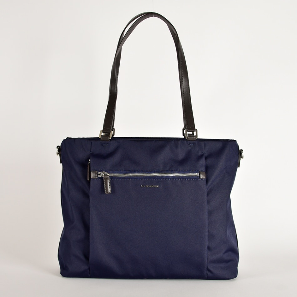 コーデュラ×リサイクルレザー スクエアトート (ネイビー系その他)