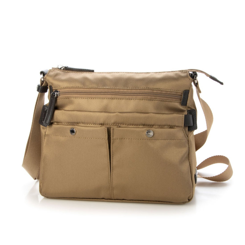 フロントポケット　スクエアナイロンショルダー　Sサイズ (ベージュ)