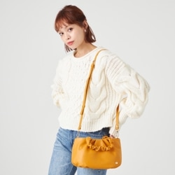 シープレザー ギャザーハンドル2wayラウンドトートバッグ