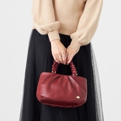 シープレザー ギャザーハンドル2wayラウンドトートバッグ