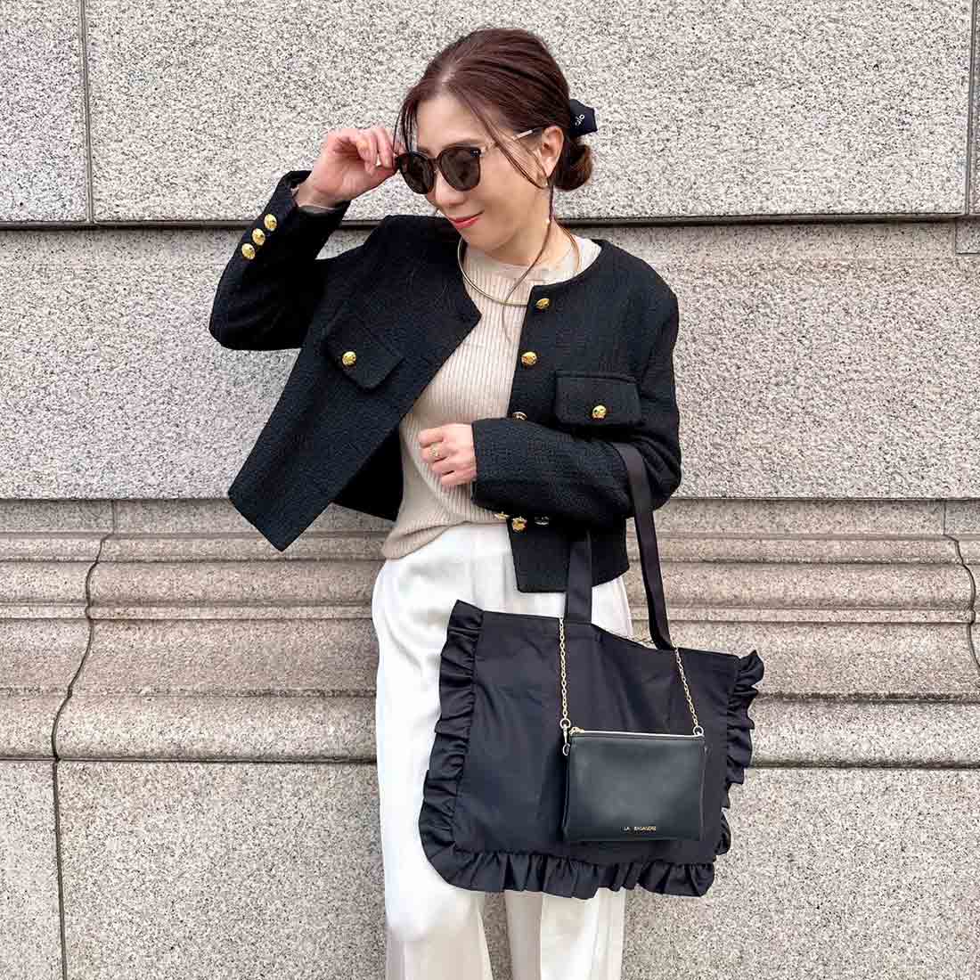 LA BAGAGERIE×Chiyo ポーチ付きフリルエコバッグ