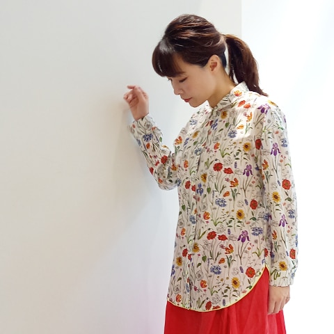 【Liberty】裾グログランオープンフロントシャツ 【0136790】