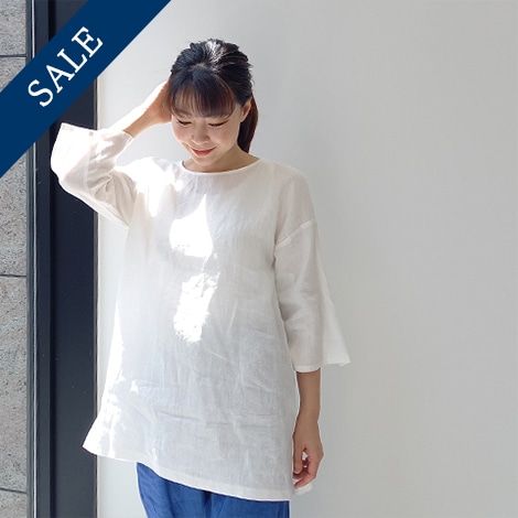 Spring/Summer　フレンチリネン七分袖スリットブラウス【0236790】