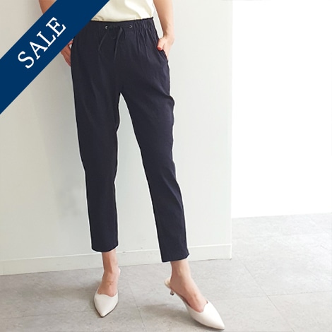 ストレッチリネンのテーパードパンツ【6224703-36】