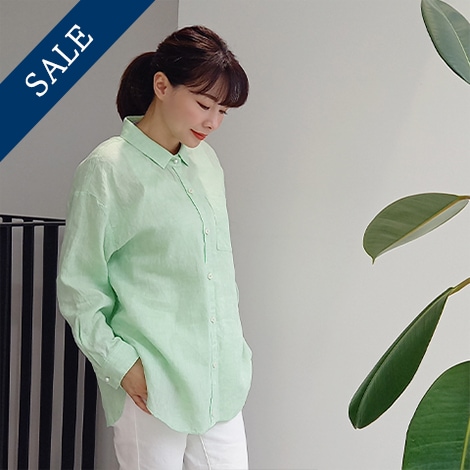 【フレンチリネン】前開きボタンブラウス【0136780】